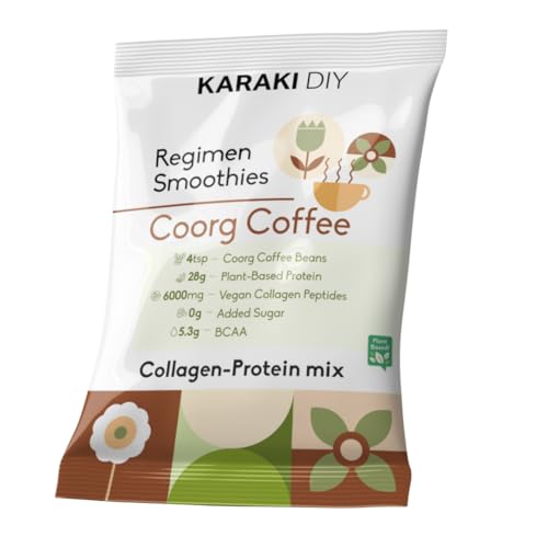 Image of Vegan Collagen Protein Powder | Coorg Coffee - Classic Flavour | Pack of 45g | 28g Protein per Serving | 6000mg Collagen Peptides, BCAA & Essential Amino Acids | UNISEX