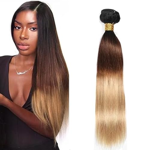 Tissage Cheveux Naturel Lisse Extension Cheveux Humain Raide 1B/4/27 28 Pouce