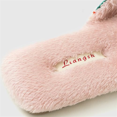 Chinese Slippers for Women Embroidered Flower Upper Silk and Fuzzy Plush Lining Warm Cozy Non-Slip Flat Shoes Indoor3