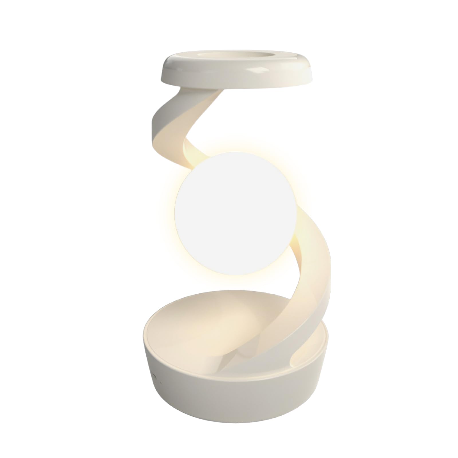 Syfunlv Lampe de Table à Induction Rotative Flottante,Veilleuse LED avec Contrôle Tactile et Chargeur Sans Fil,Lampe de Chevet Flottante Rotative à Commande Intelligente,pour Chambres Bureau (Blanc)