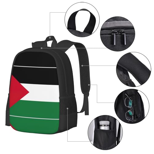 Palestine flag Print Lightweight Design Travel Backpack Carry On Flight Approved-Laptop Backpack,Personal Item Travel Bag3