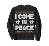 maglione natalizio con scritta i come in peace i'm peace felpa