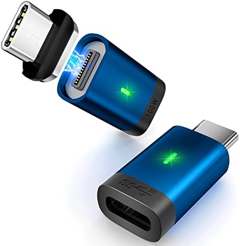 Wonima11 Magnetic USB Adapter Type C To C 2 Pack 9 PIN 180° & 360° Rotation Phone OTG Port Replacement & Extender PD 240W USB2.0 Type-C Extension Connector With LED Indicator (Black