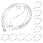 Anglechic 10 Pack 4Ft Adult Oxygen Nasal Cannula, Soft Oxygen Tubing for Adult, Cannula Nasal Tubing with Soft Curved Nose Piece, High Flow Lightweight Tube (Transparent)