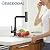 Deseegoal Waterfall Kitchen Faucets with Three Function Pullout Sprayer, Single Handle Faucet for Kitchen Sink 1 or 3 Hole Installation, 360°Rotatable Kitchen Sink Faucet, Black