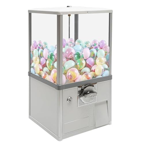 GAYAYAS Máquina Expendedora de Chicles de Caramelo, Máquina Dispensadora de Caramelos, Máquina Comercial de Chicles, Máquina de Chicles de Gran Tamaño, para Caramelos Pequeños y Frutos Secos,Silver