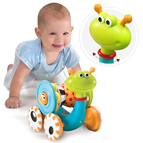Image of Yookidoo Musical Crawl 'N' Go Snail Toy with Stacker - Promotes Baby's Crawling and Walking. Rolls and Spins Its Shell As It Moves.