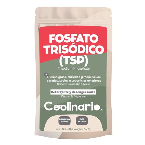 Coolinario Fosfato Trisódico TSP (56 g) Limpiador y Desengrasante Potente para Paredes, Suelos y Exteriores | Elimina Grasa y Suciedad | Uso Doméstico e Industrial