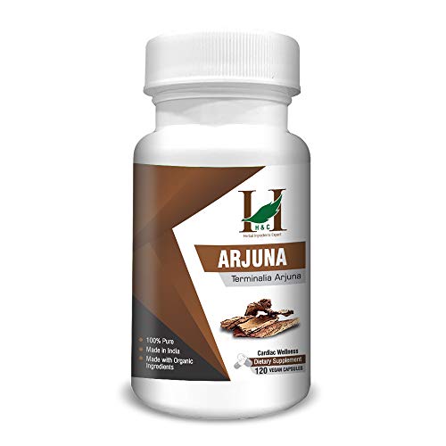 H&C Herbal Ingredients Expert Arjuna 120 Capsules - 450mg Cardiac Wellness