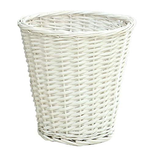 Woven Rattan Trash Can, Round Decorative Waste Basket Without Lid, Stylish Storage Bin for Bedroom, Kitchen, Office - Eco-Friendly Wicker Garbage Can
