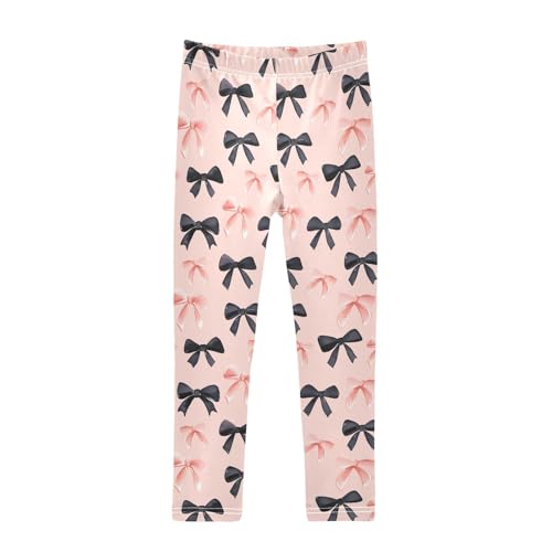Girls' Athletic Leggings Ankle Length Yoga Dance Pants Kids Teen 4T Pink Black Bows