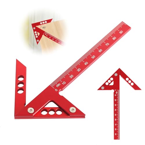 Bebochoi Buscador Central Indicador de Línea de Calibre Central 100 Mm, Escuadra Carpintero para Medir Madera, 45 ° 90 ° Regla de Carpintero Regla de Línea, para Marcar Líneas y Medir