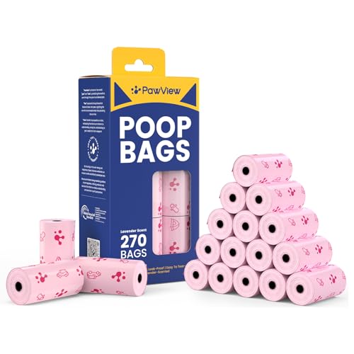 Image of Dog Poop Bags, Guaranteed Leak Proof and Extra Thick Poop Bag Rolls for Dogs, Lavender Scented Pet Waste Bags Made from 70% Certified Recycled Plastic, 270 Count, Pink