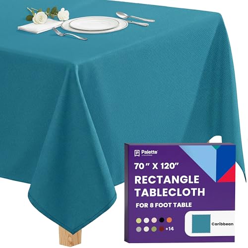 Image of Gee Di Moda Rectangle Tablecloth - 70 x 120 Inch Caribbean Table Cloth for 6 or 8 Foot Rectangle Tables - Heavy Duty Washable Fabric - for Holiday Party, Dinner, Weddings, Baby Shower & Events