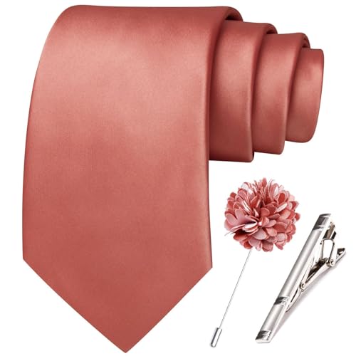 Image of Hi-Tie Men's Extra Long Solid Satin Tie Set 63 Inch /70 Inch Formal Necktie