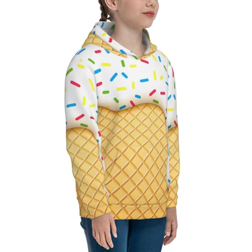 White Ice Cream Kids Pullover Hoodies Boys Sweatshirts Girls Athletic Clothes with Pocket3
