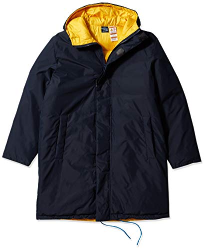 Tommy Hilfiger Men's Adaptive Long Puffer Jacket with Magnetic Zipper, Sky Captain, Lemon, MD