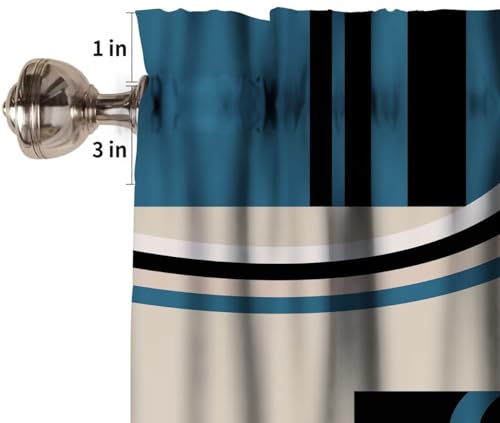 Image of Black Blue Geometric Window Valance Curtain, Mordern Turquoise Abstract Stripe Retro Circle Swirls Window Treatment Valances for Home Kitchen Cafe Decor 54'x18', 1 Panel
