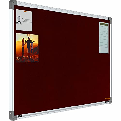 Image of Scholar Art Metis 2x4 Feet Fabric Pin-up Board for Study Table & Kids Room | High Strength Velvet Cloth + High Density Soft Board for Pinning Photos, Sticky Notes & Reminders (Maroon)
