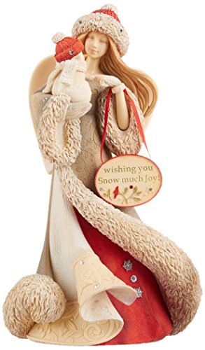 Enesco Heart of Christmas Angel with Snowman Figurine, 7.87-Inch