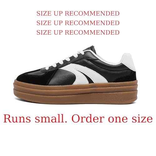 Women's Platform Retro Fashion Sneakers- Lace Detail Casual Walking Shoes-Gum Thick Sole Comfort Tennis Skate Shoes2
