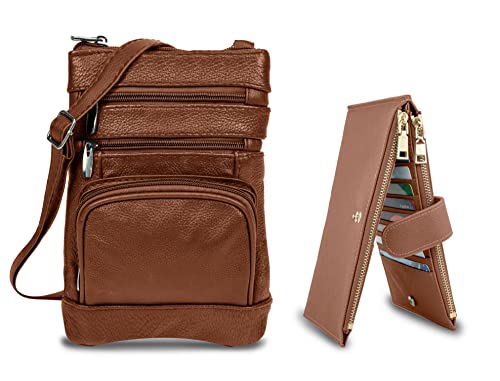 Krediz Crossbody Long over the Shoulder Sling Bag for Women with RFID Bifold Wallet-Soft Purse Gift