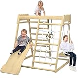 Wooden Indoor Jungle Gym, Indoor Playground Climbing Toys for Toddlers, Toddler Climbing Toys Indoor, Stall Bars for Exercise for All Family All Ages Training Stretching