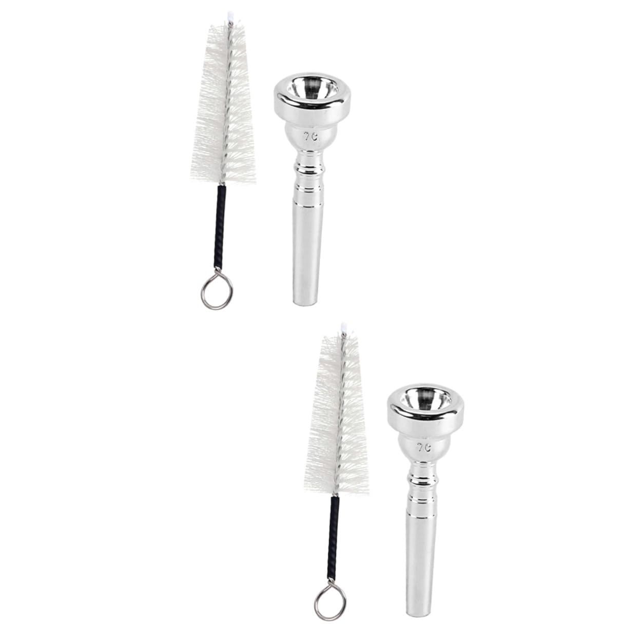 BESTonZON 2pezzi Mouthpiece Per Tromba Metallo Placcato Argento Pulizia Per Design Forma Proiettile Per Professionisti e Principianti Suono e