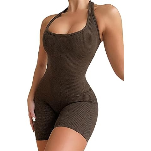 Jumpsuit Damen Kurz Eng Sexy One Piece Bodysuit Bodycon Ärmellose Tank Top Sommer Jumpsuits Strampler Cover