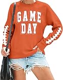Women Game Day Sweatshirt Football Fan Game Day Shirt Letter Print Long Sleeve...