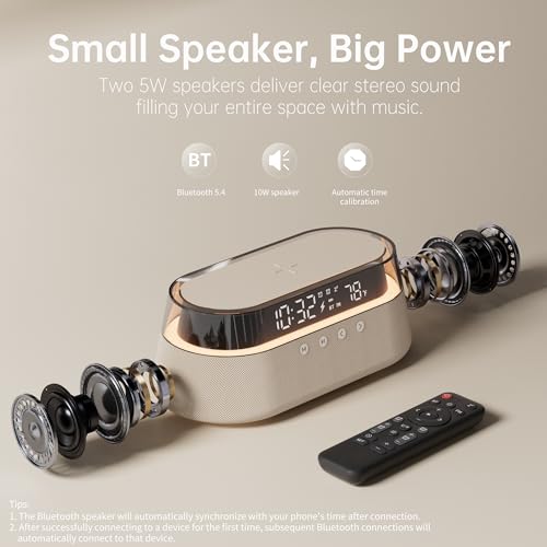 Image of 6-in-1 Bluetooth Speaker Alarm Clock with Remote, 123456