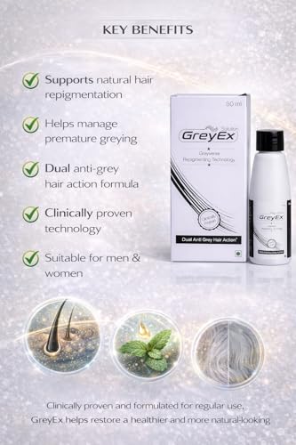 Image of Greyx Solution 30ml | Advanced Grey-verse Repigmenting Technology | Clinically Proven Dual Hair Action | Prevents Premature Greying | Unisex Hair Serum