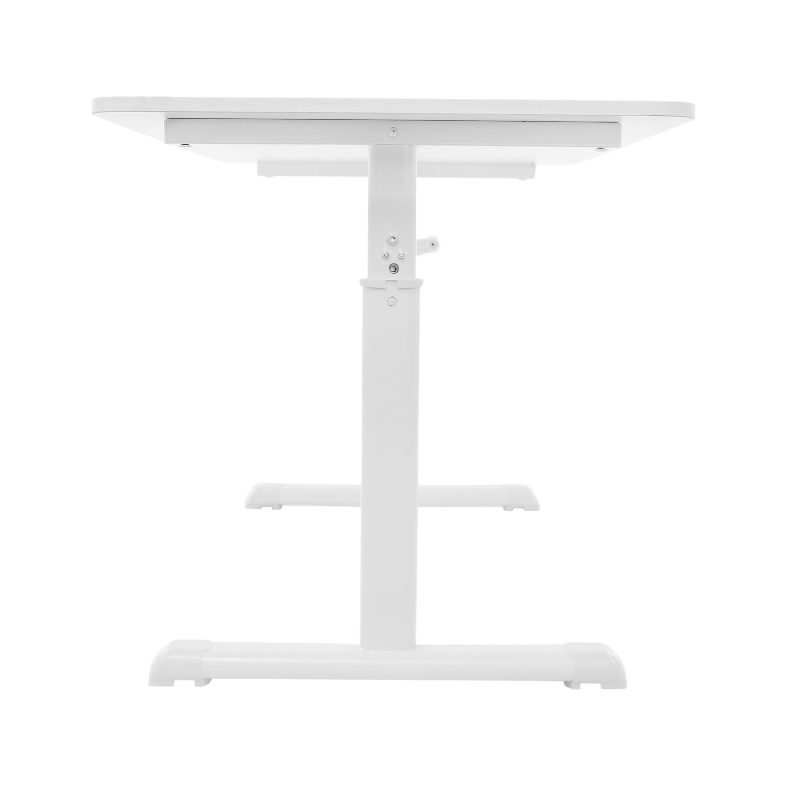 Scrivania regolabile in altezza, scrivania 120 x 60 cm, piano 1,5 cm, spessore tavolo da ufficio, 65 – 90 cm, altezza con struttura in ferro per ufficio, casa, ufficio (bianco)