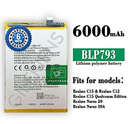 Image of Original BLP793 Battery for Oppo Realme Norzo 30A / Norzo 30 pro / C25 / Realme C11 C12 C13 C15 Battery with 6 Month Warranty*****(A060)