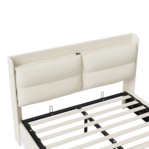 Variante de BLSYHDH canape hidráulico 140x200 cm beige con LED