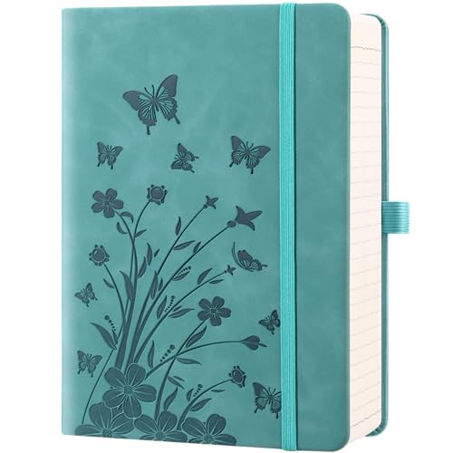 HwxBen Liniertes Notizbuch &ndash; 365 Seiten, PU-Leder-Tagebuch f&uuml;r Frauen, A5 College-Liniert, 100 g/m&sup2; Papier, f&uuml;r Arbeit, Notizen, B&uuml;ro, Schule, Zuhause &ndash; Teal