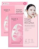 DERMAL Collagen Hydrogel Melting Mask (4 Pack) - Korean Overnight Face Mask for Glassy Skin & Pore Care - Deep Hydration Jelly Gel Sheet with 300Da Low Molecular Collagen - K-Skincare Ritual