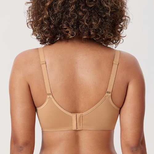 Image of DELIMIRA Women's Seamless Tshirt Bras Plus Size Full Coverage Underwire Lightly Lined Bra Up to F