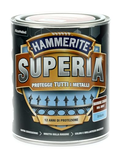 Hammerite Superia smalto metallo antiruggine interno e esterno, Brillante Marrone Chiaro, 750 ml