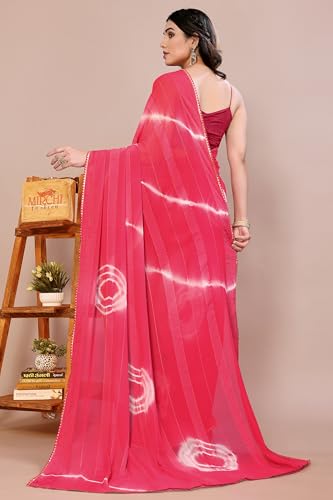 Image of MIRCHI FASHION Women Saree Shibori Print Chiffon | Elegant Festive and Functional Sari for All-Day Comfort with Matching Blouse