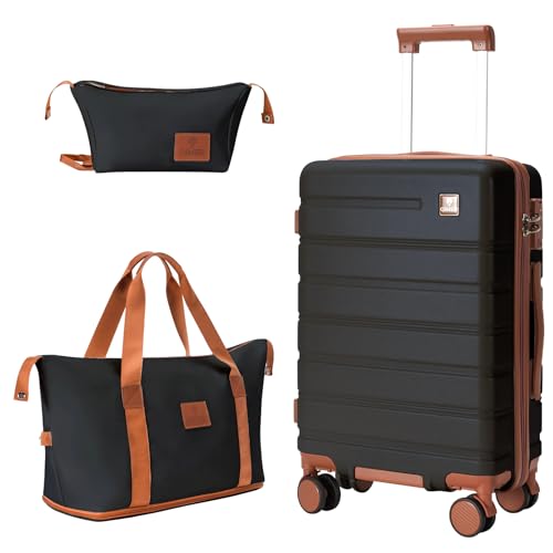 Image of Carry on Luggage Set, 20 Inch Suitcase with 100% PC hardshell, Lightweight TSA Locks Quiet Spinner Wheels Durable Zipper, Suitable for Men and Women, Y01 Beige(20 inch /DB /TB) Slightly Small