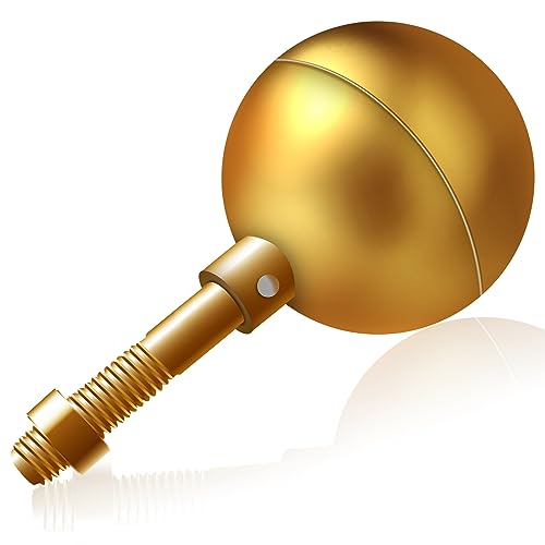 NQ Flag Pole Ball Topper Ornament - Flagpole Top Replacement Gold Aluminum Anodized Finish - 1/2-13UNC Threading Fit Most USA Flag Pole Truck & Solar Light (3 Gold)