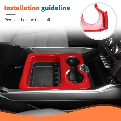JeCar panel cubre portavasos rojo para Dodge RAM 2019+ miniatura 6