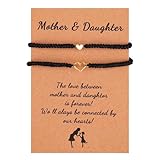 COLORFUL BLING Mother Daughter Bracelets Set for Mom from Daughter Love Heart Braided String Bracelets Mommy and Me Heart Matching Bracelets Mother's Day Gifts -Style 3