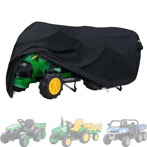 Kids Ride On Tractor Cover Power Wheels Covers Kids Ride On Toy Car cover for Tractor with Trailer, Outdoor Waterproof UV Resistant Fade Resistant All Season Protective, Black