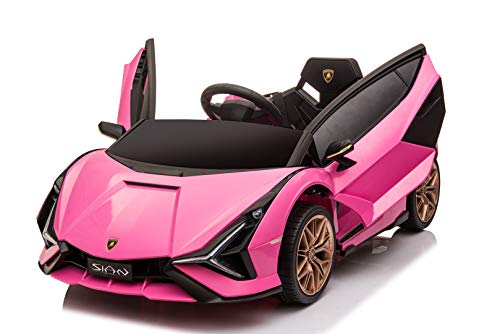 Best Ride On Cars Lamborghini Sian, 12V Battery Powered Ride On Car, Pink, Large