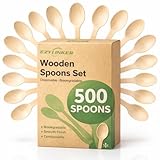500 Holzlöffel (Wooden Spoon) Einwegbesteck Satz - Alternative zu Plastiklöffel, Umweltfreundlich, Biologisch Abbaubar Einweg Löffel – 500 Kompostierbare Löffel, Einwegbesteck Satz