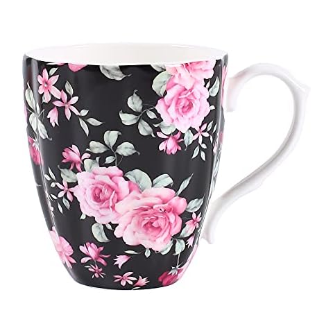 Bone China Coffee Mugs for Women Mugs Flora Coffee Tea Cups Novetly Coffee Cups Gift for Women Mom Friends, 14oz Cover
