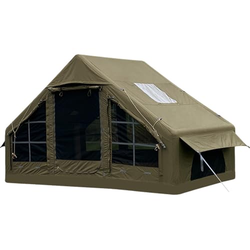 Camping Tent Inflatable Air Tent with Pump, 2-3 Persons Easy To Pitch 2 Doors and 6 Windows Outdoor with Canopy, Family Large Multi Room Tents