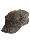 Weathered Cotton Military Cadet Cap, BROWN, Size S/M (6 3/4 - 7 1/8)